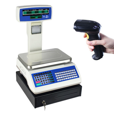 0.01kg Accuracy Label Printing Weighing Scale With Scanner And Cash Box